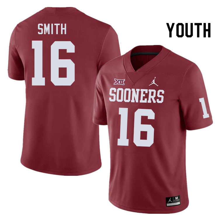 Youth #16 Blake Smith Oklahoma Sooners College Football Jerseys Stitched-Crimson